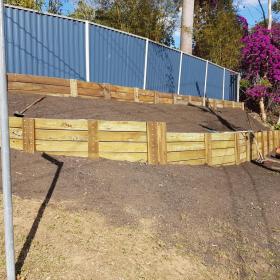 New retaining wall backfill, Garden and turf preparation. Chapel Hill.